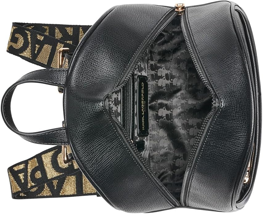 Mochila Karl Lagerfeld Paris Maybelle Logo | Preto & Dourado