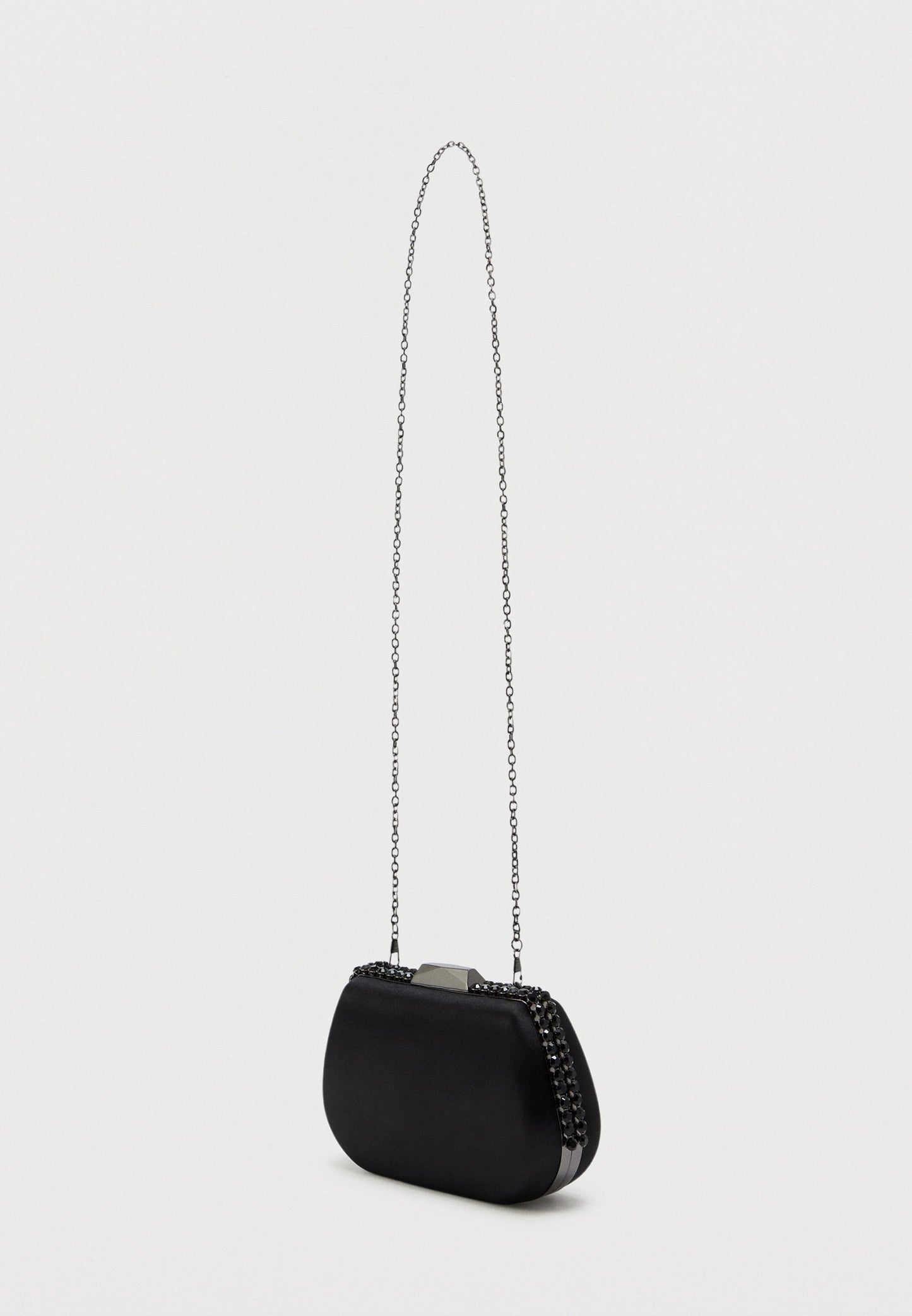 Mascara | Clutch Bag Preta com Strass e Alça a Tiracolo