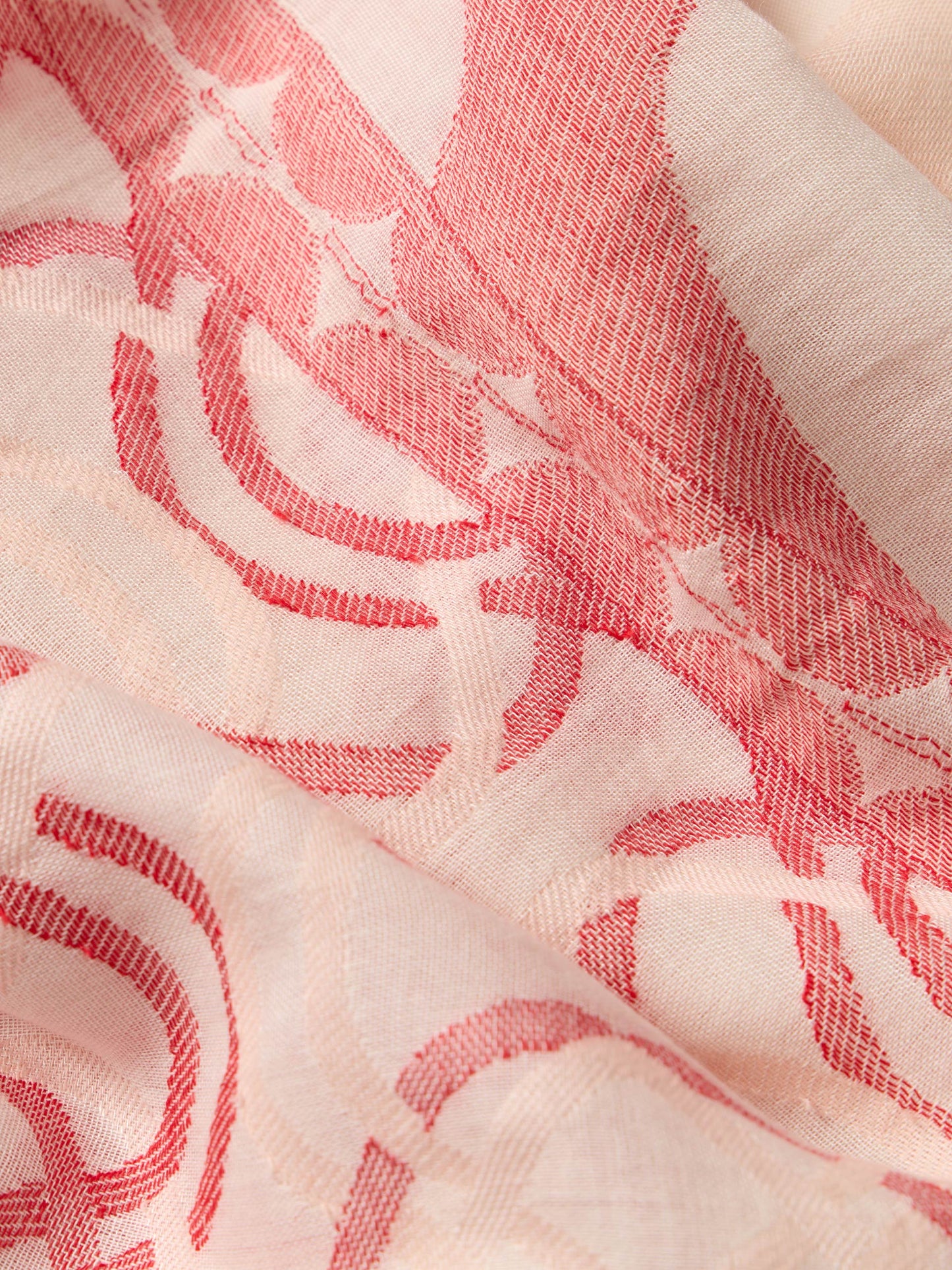 Lenço Estampado em Algodão Rosa e Bege