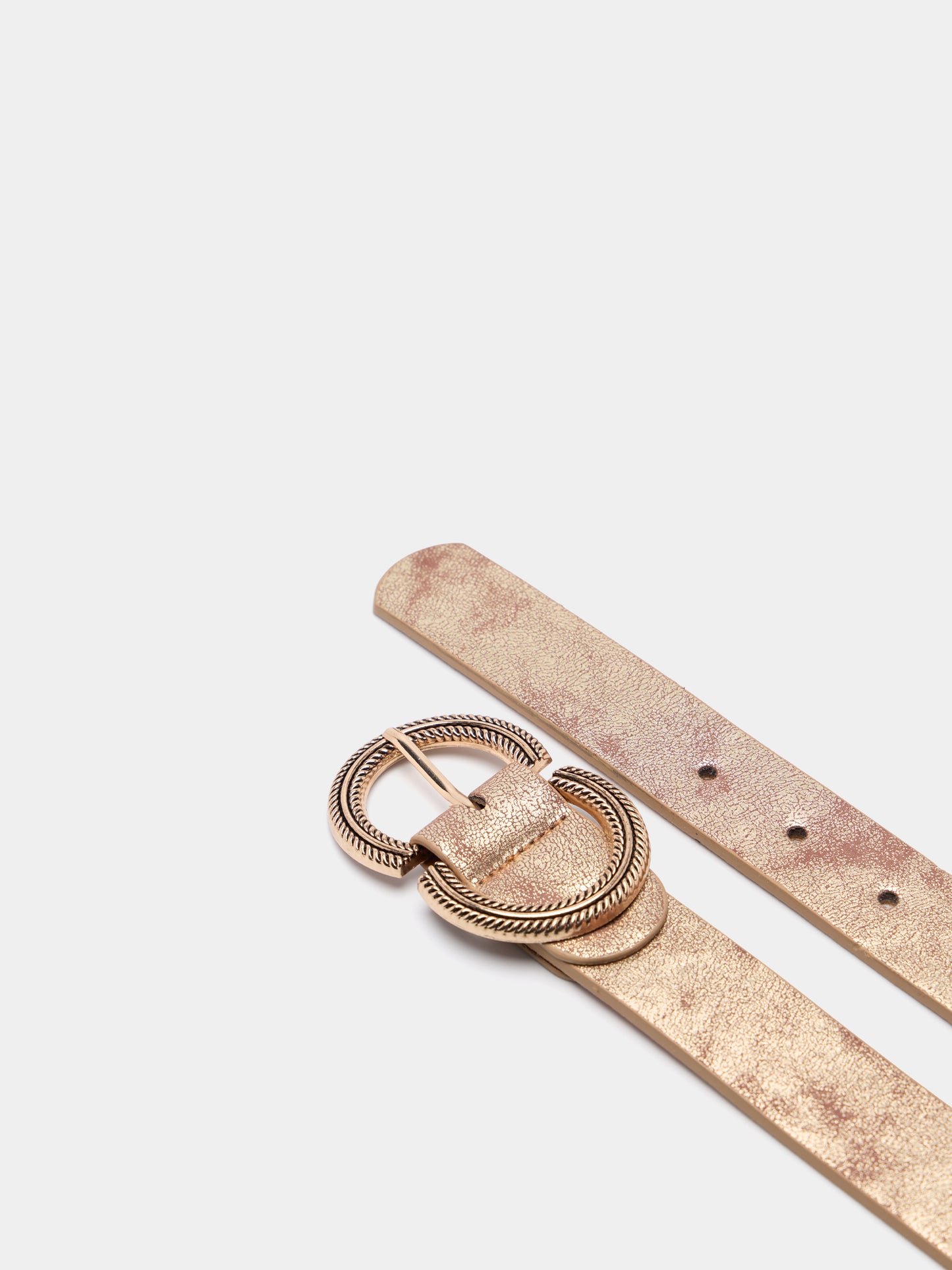 Cinto Dourado Metalizado com Fivela Dupla