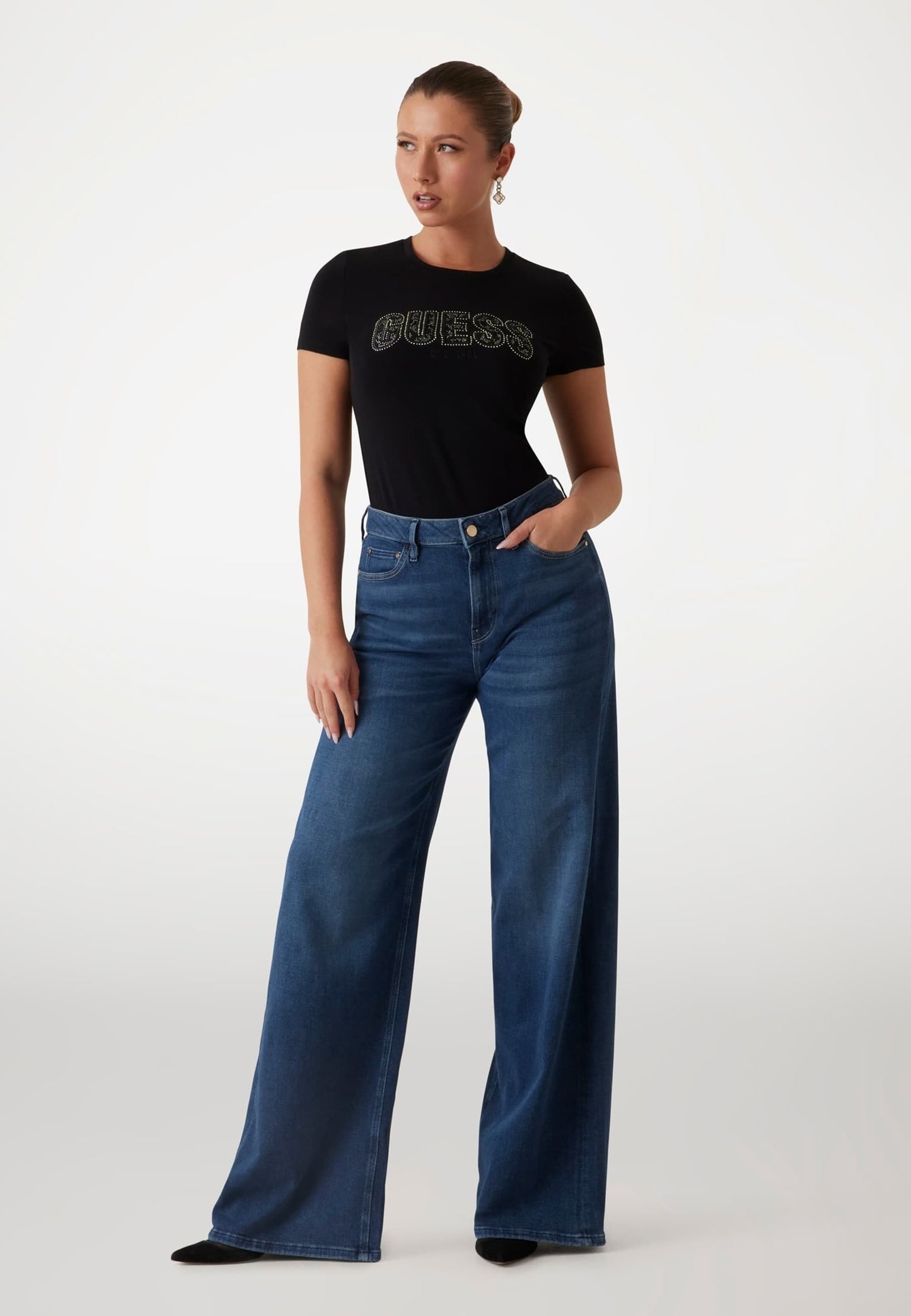 LOGO TEE — T-Shirt Estampada Guess | Zwart