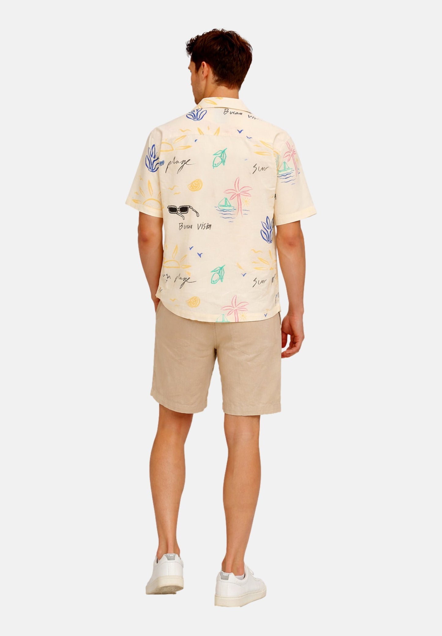Only & Sons | ONSLUKE RESORT SHIRT Camisa Estampada Branco Antigo | 100% Algodão