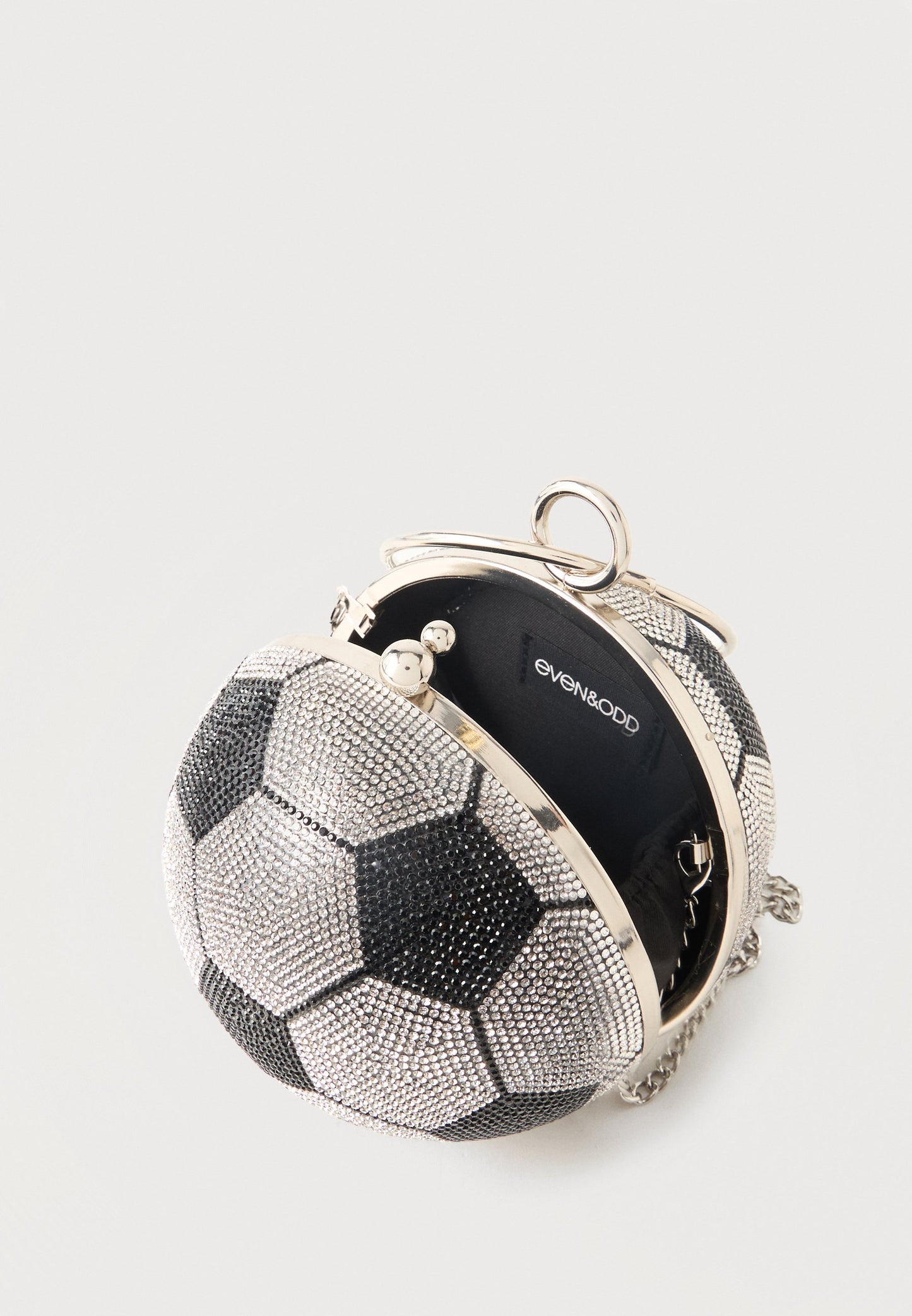 Even&Odd | Carteira de Mão Preta e Off-White com Strass