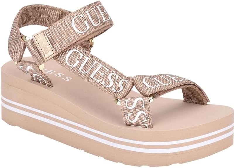 GUESS Avin – Sandálias Cunha Femininas em Ouro Rosa