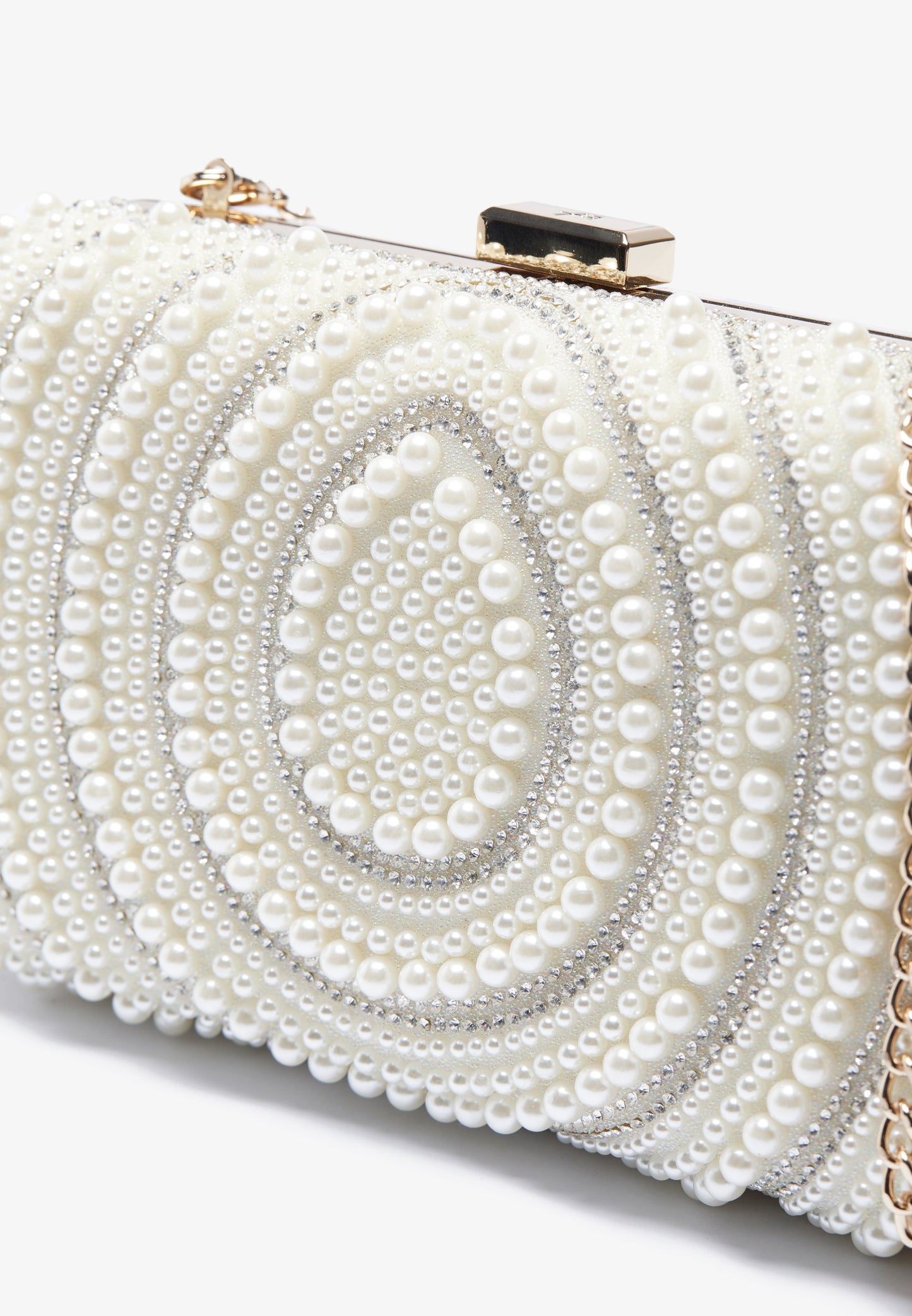 Anna Field | Carteira de Mão Branca com Strass e Alça a Tiracolo