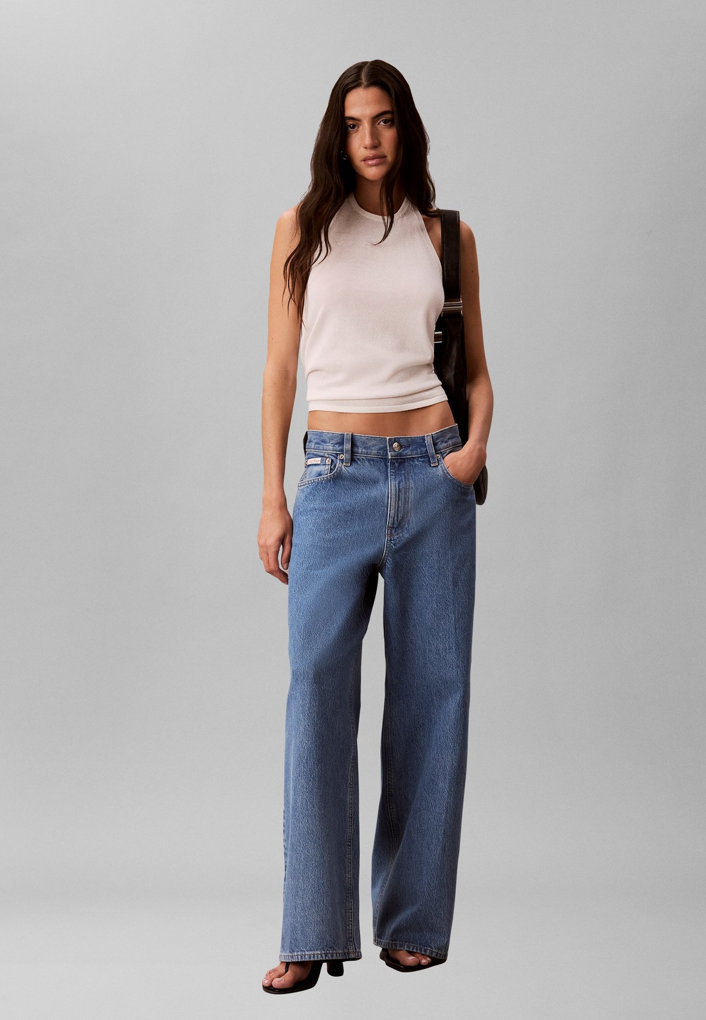 LOW RISE — Calças Wide Leg Calvin Klein | Coastal Blue
