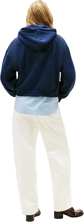 Tommy Hilfiger Corp Logo Modern Hoodie Feminina — Sweatshirt Sustentável Original Tommy