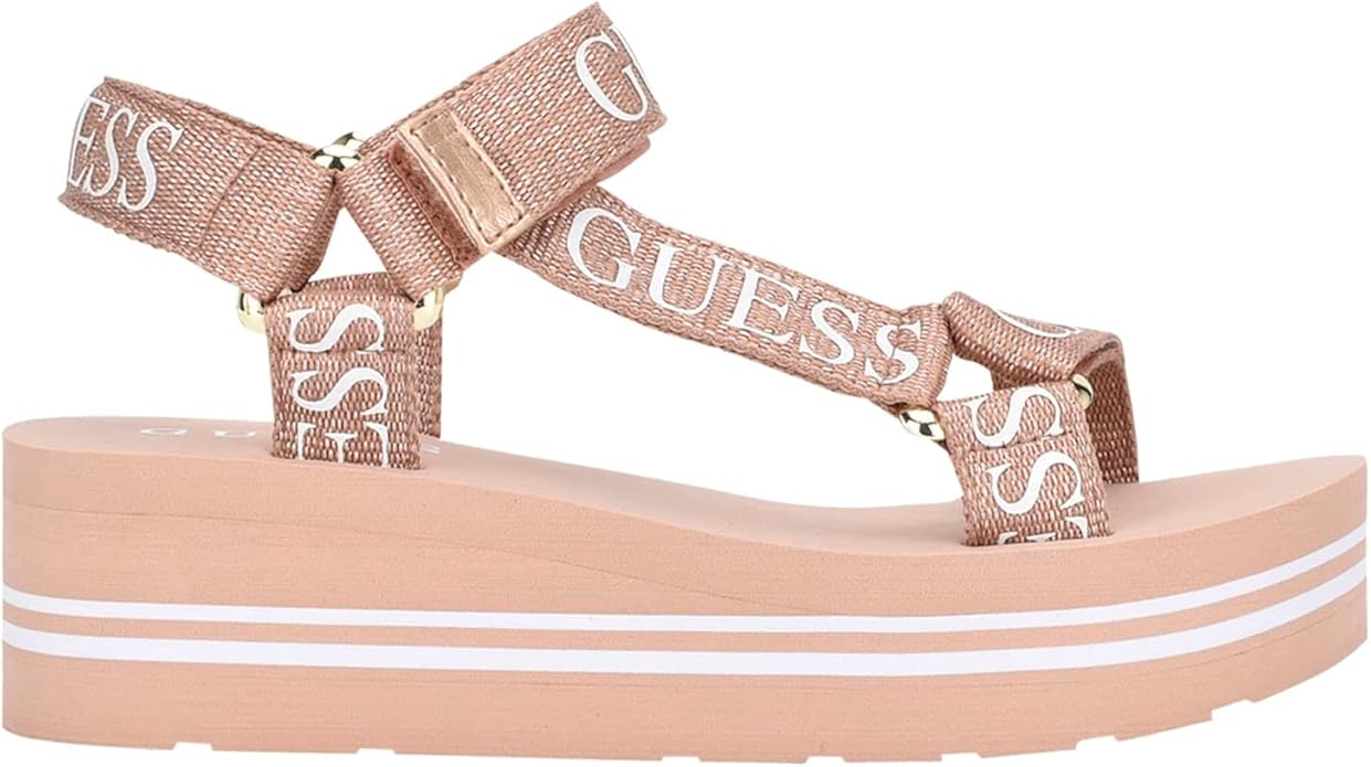 GUESS Avin – Sandálias Cunha Femininas em Ouro Rosa
