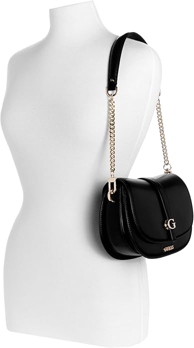 GUESS Carrie — Bolsa de Ombro Flap Arredondada em Preto
