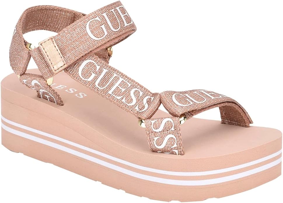 GUESS Avin – Sandálias Cunha Femininas em Ouro Rosa