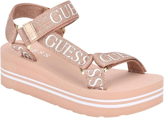 GUESS Avin – Sandálias Cunha Femininas em Ouro Rosa