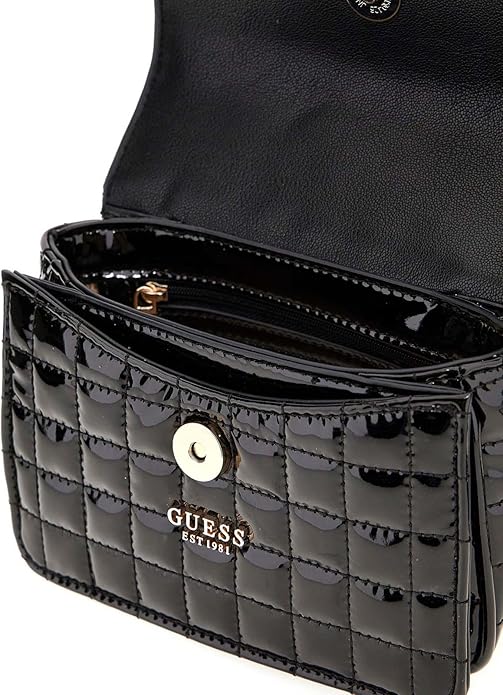 GUESS Nadira — Mini Bolsa Crossbody Flap com Estampa Quadriculada