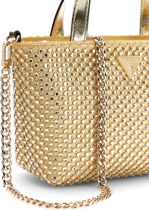 GUESS Tasmin — Mini Tote Dourada com Aplicações de Strass