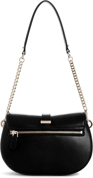 GUESS Carrie — Bolsa de Ombro Flap Arredondada em Preto