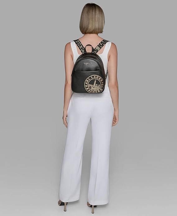 Mochila Karl Lagerfeld Paris Maybelle Logo | Preto & Dourado