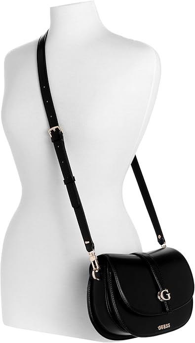 GUESS Carrie — Bolsa de Ombro Flap Arredondada em Preto