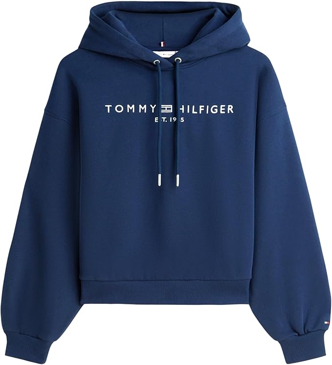 Tommy Hilfiger Corp Logo Modern Hoodie Feminina — Sweatshirt Sustentável Original Tommy
