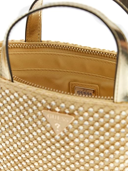 GUESS Tasmin — Mini Tote Dourada com Aplicações de Strass