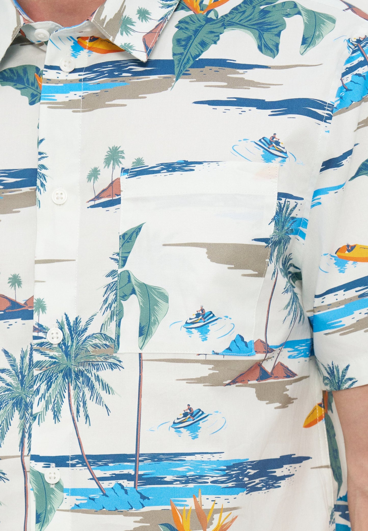 Pier One | Camisa Off White Estampada Semitransparente Algodão