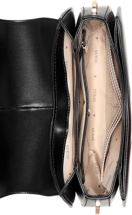GUESS Carrie — Bolsa de Ombro Flap Arredondada em Preto