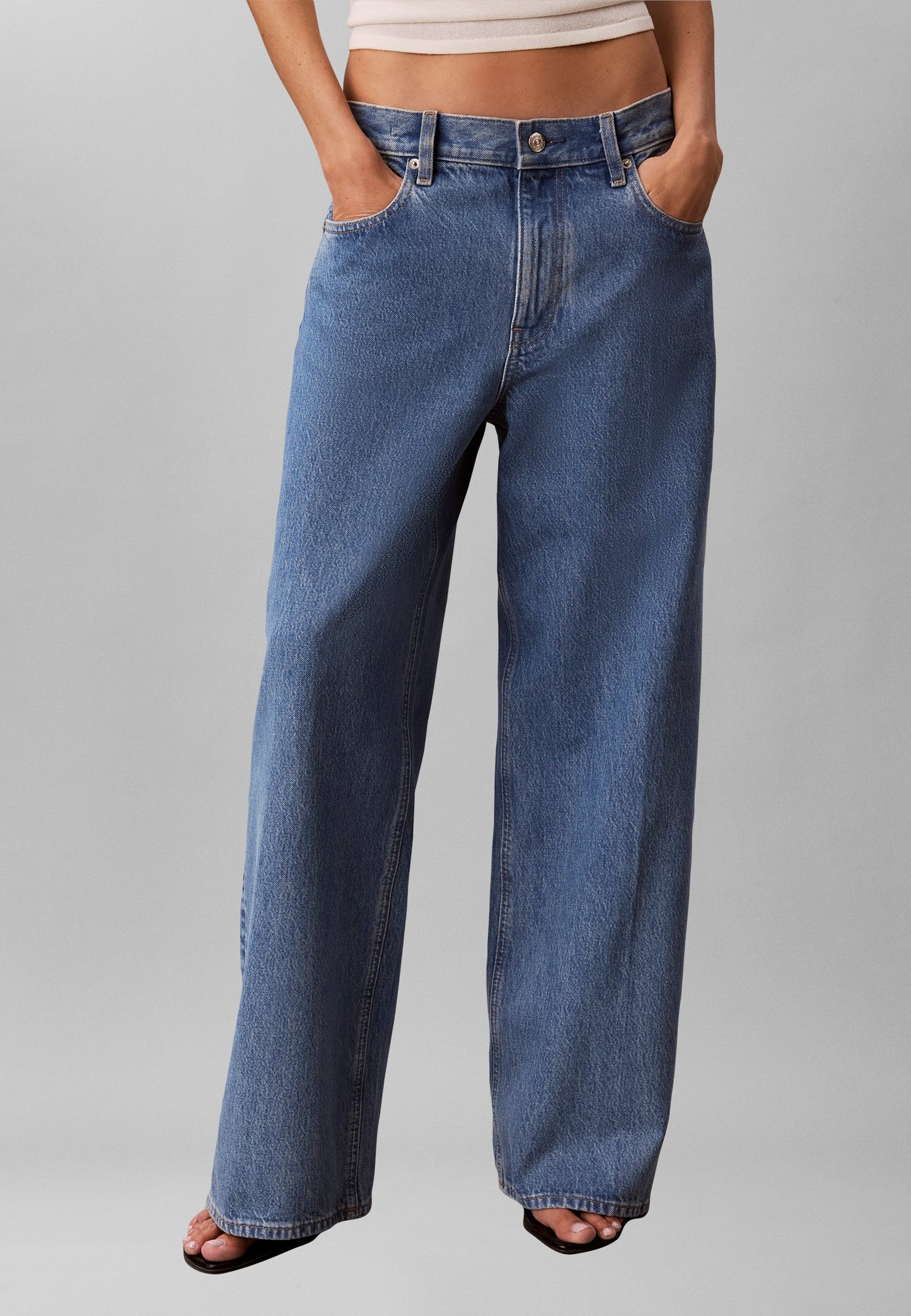 LOW RISE — Calças Wide Leg Calvin Klein | Coastal Blue