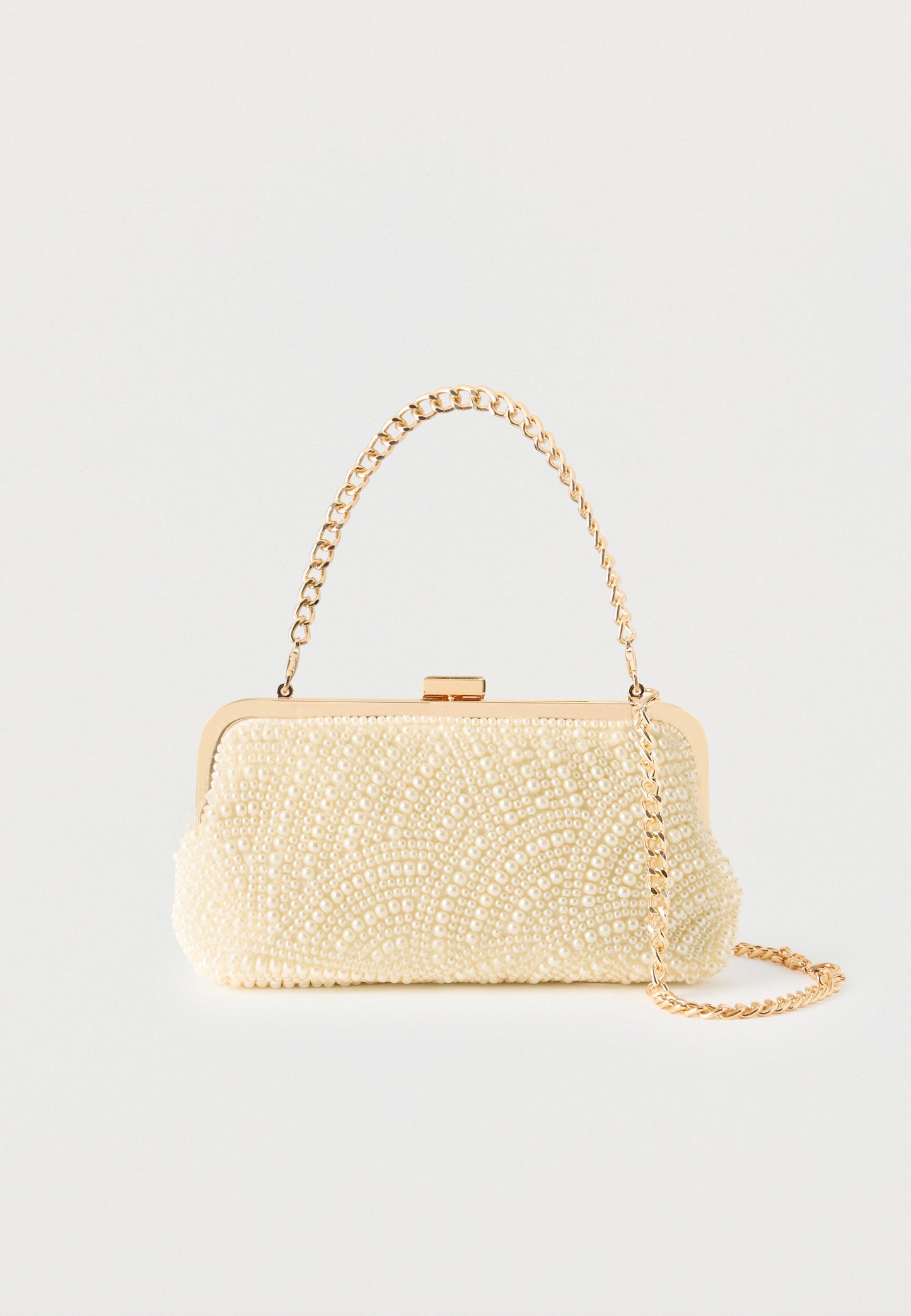 Anna Field | Carteira de Mão Off-White em Cetim Sustentável