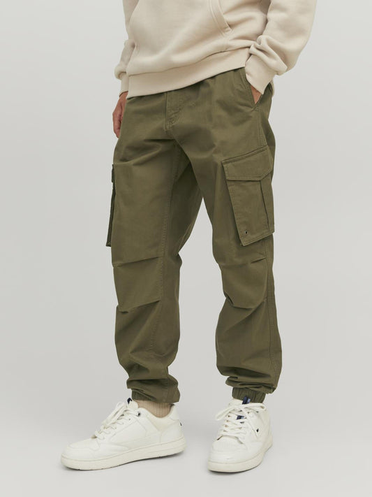 Jack & Jones | JPSTKANE NOAH CUFFED Calças Cargo Verde Oliva | Algodão