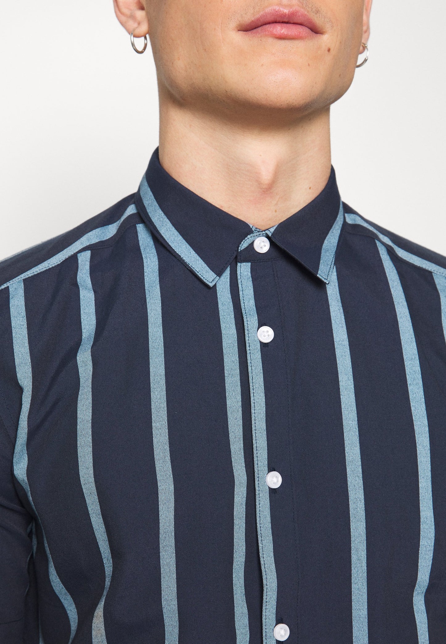 Only & Sons | ONSTRAVIS LIFE STRIPED Camisa Riscas Azul Marinho Piqué