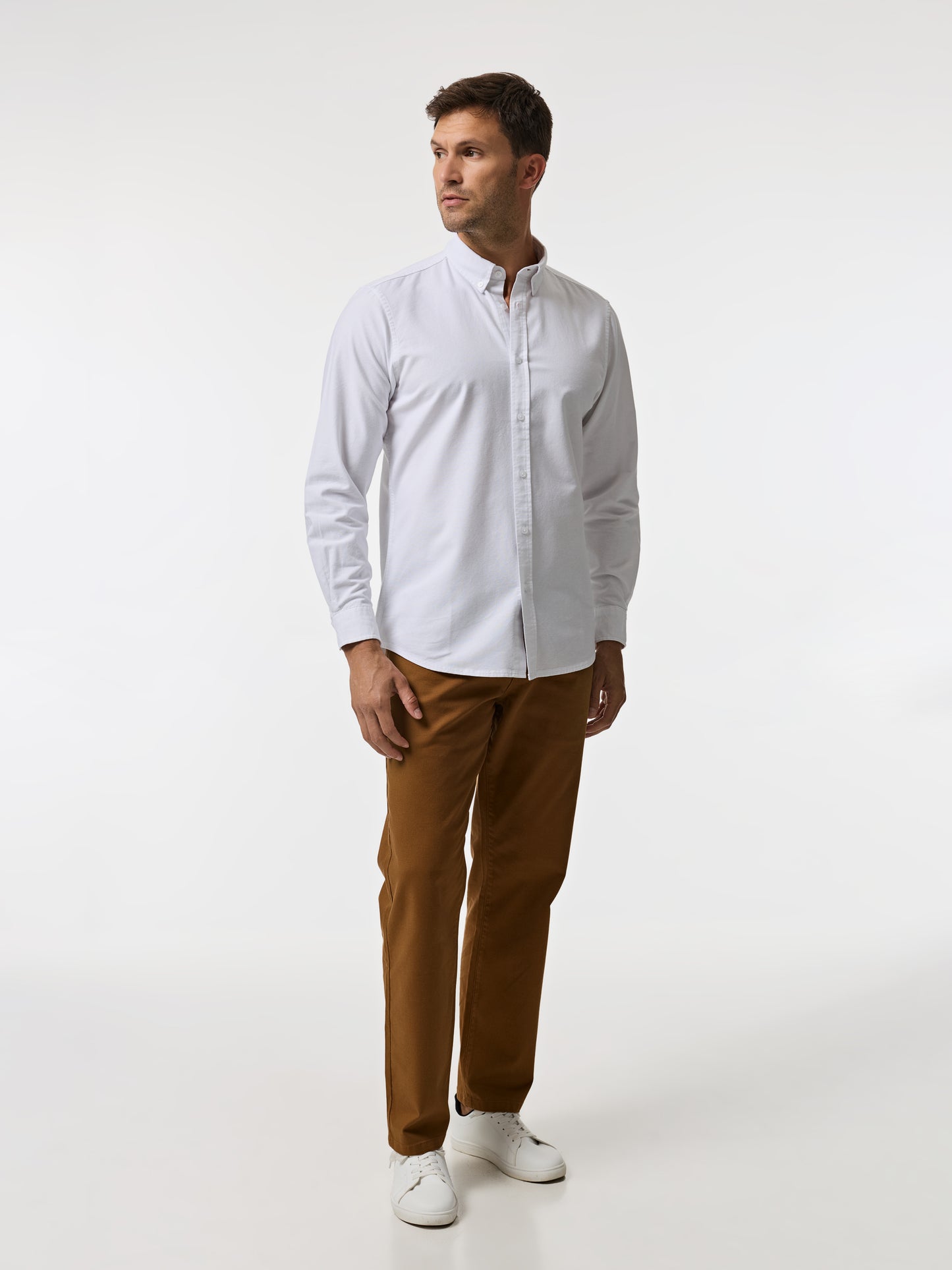 Camisa de Manga Comprida 100% Algodão | Botões no Colarinho e Punhos
