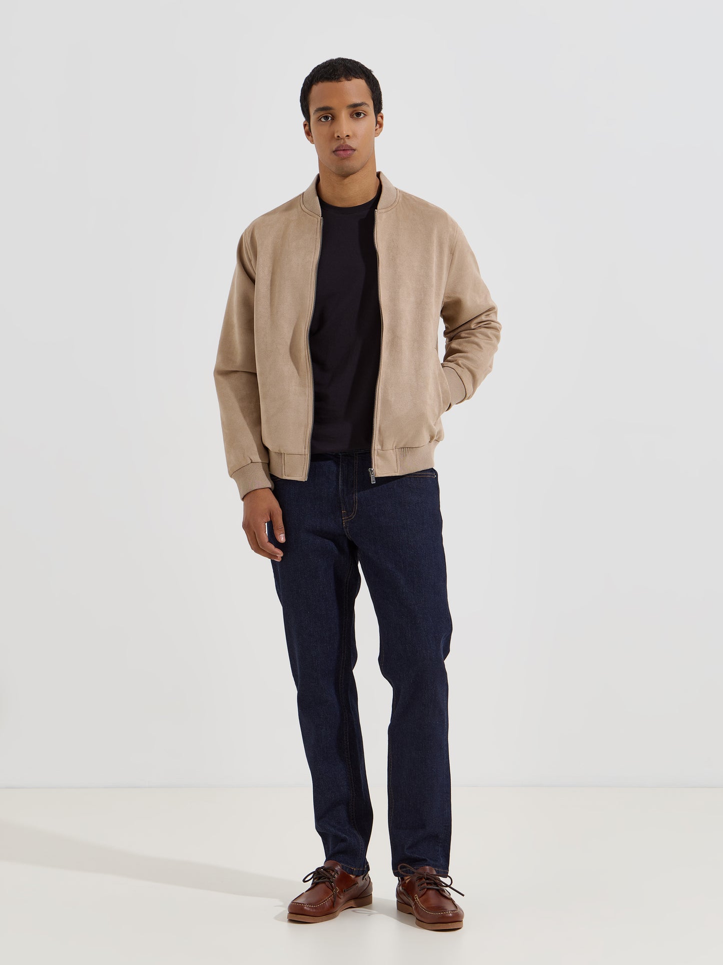 Blusão Bomber Efeito Suede com Fecho de Correr