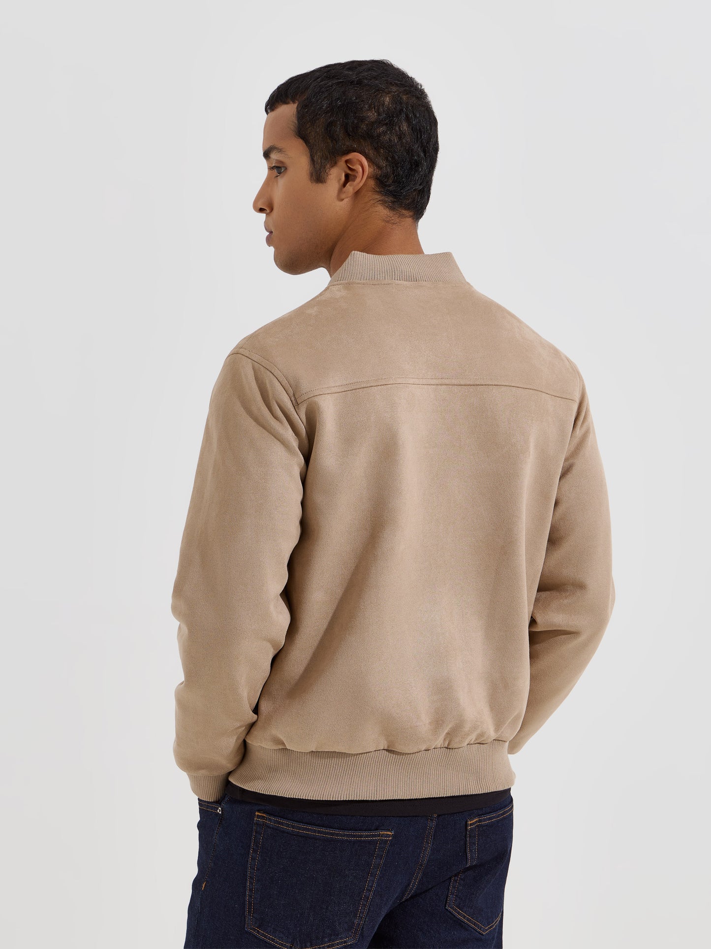Blusão Bomber Efeito Suede com Fecho de Correr