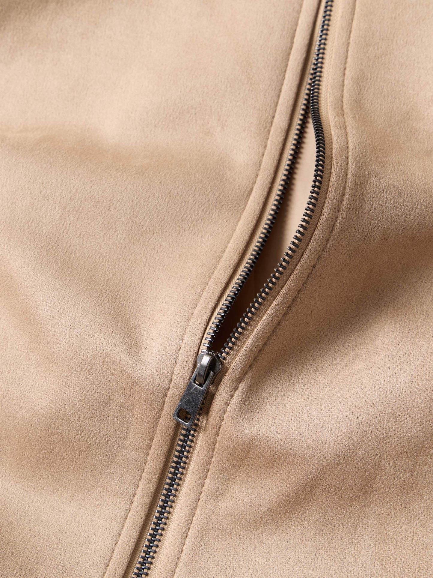 Blusão Bomber Efeito Suede com Fecho de Correr