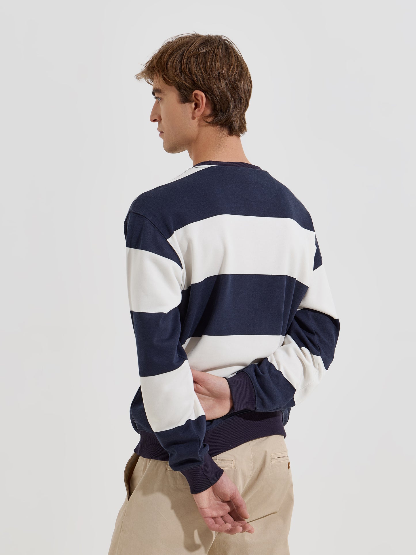 Camisola de Felpa às Riscas com Manga Comprida