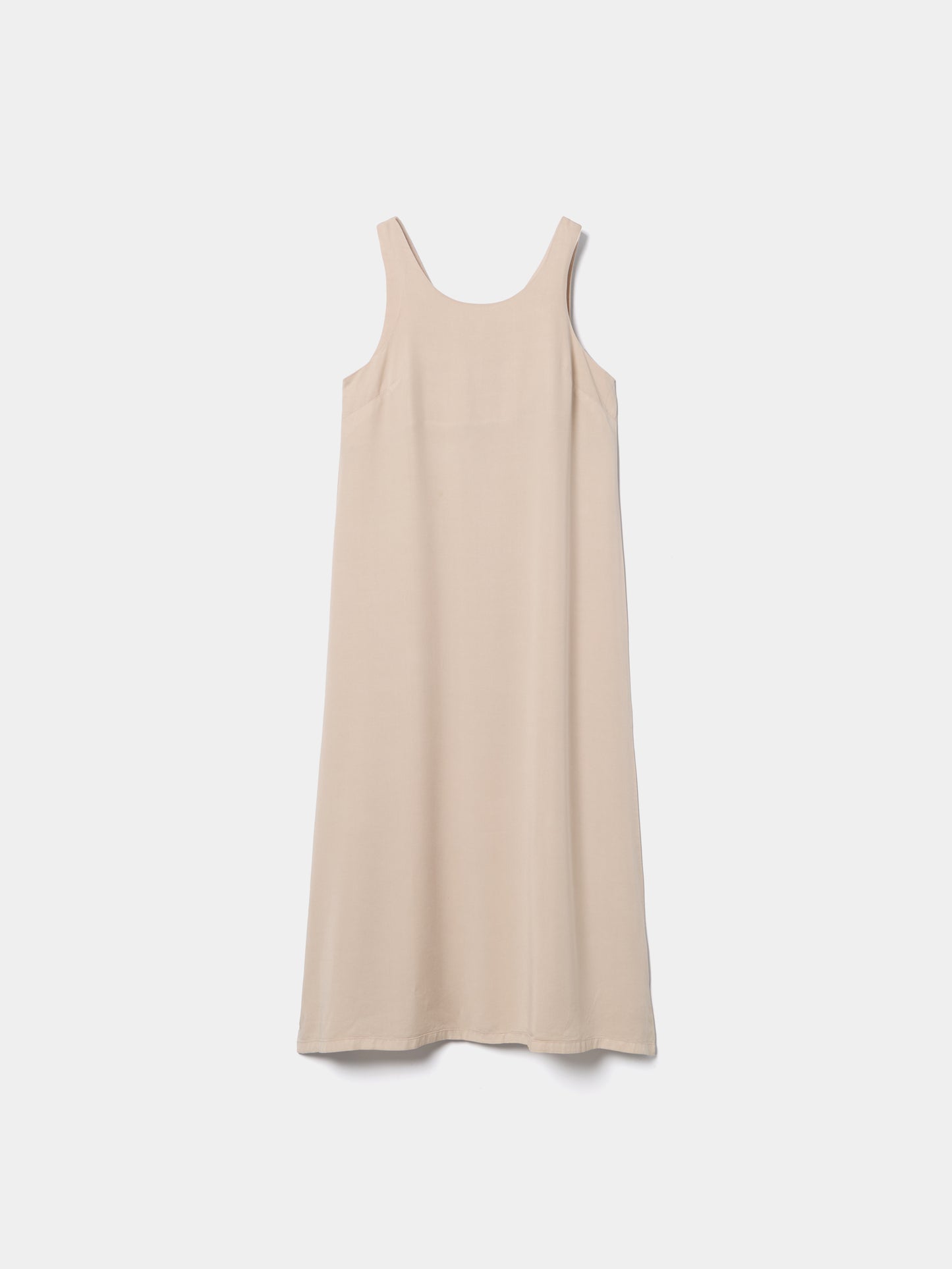 Vestido Midi Fluído Sem Mangas com Decote Redondo e V nas Costas
