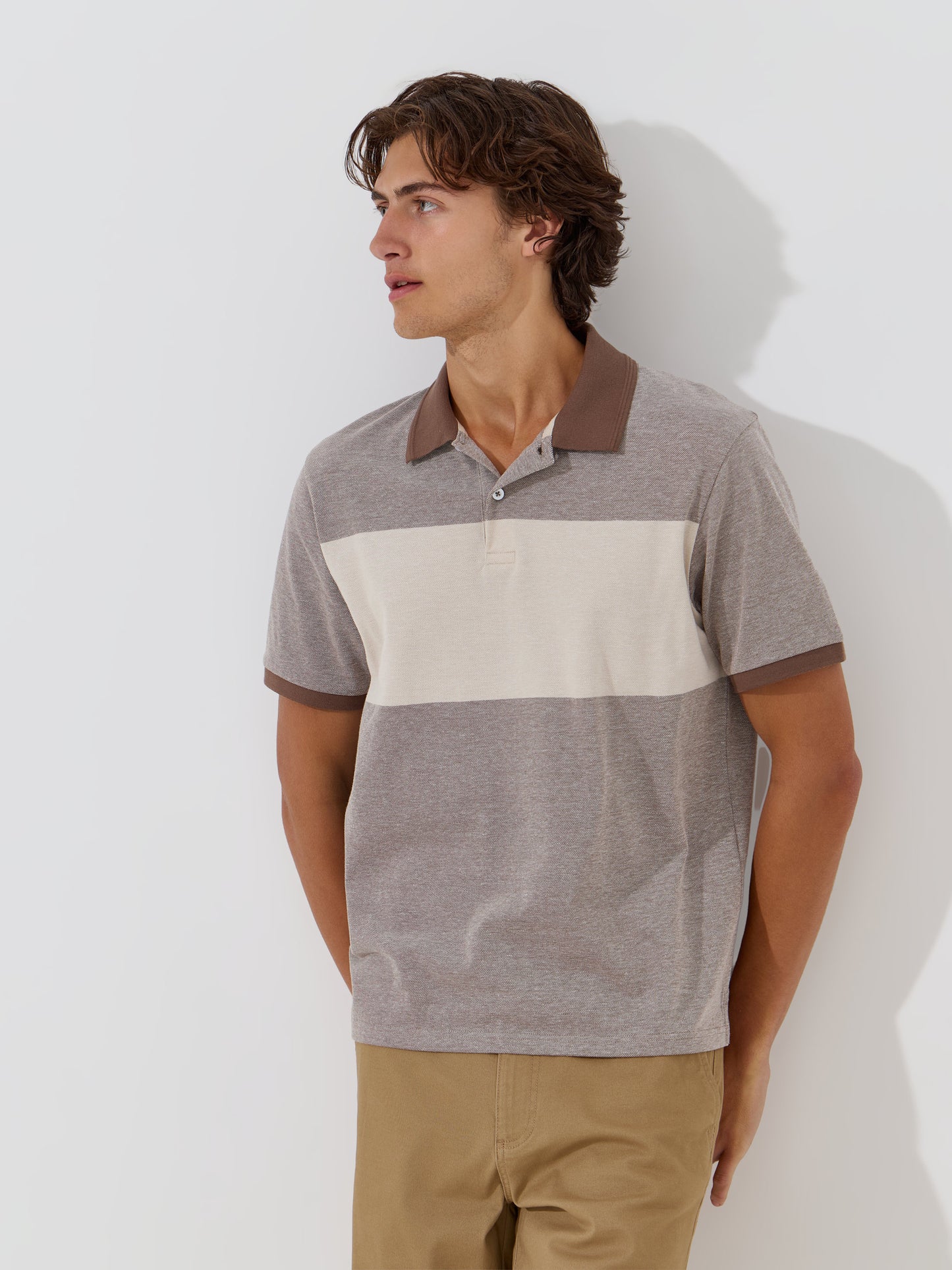 Polo em Malha Piquet 100% Algodão | Faixa em Contraste — S a XXL