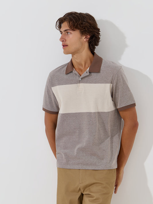 Polo em Malha Piquet 100% Algodão | Faixa em Contraste — S a XXL
