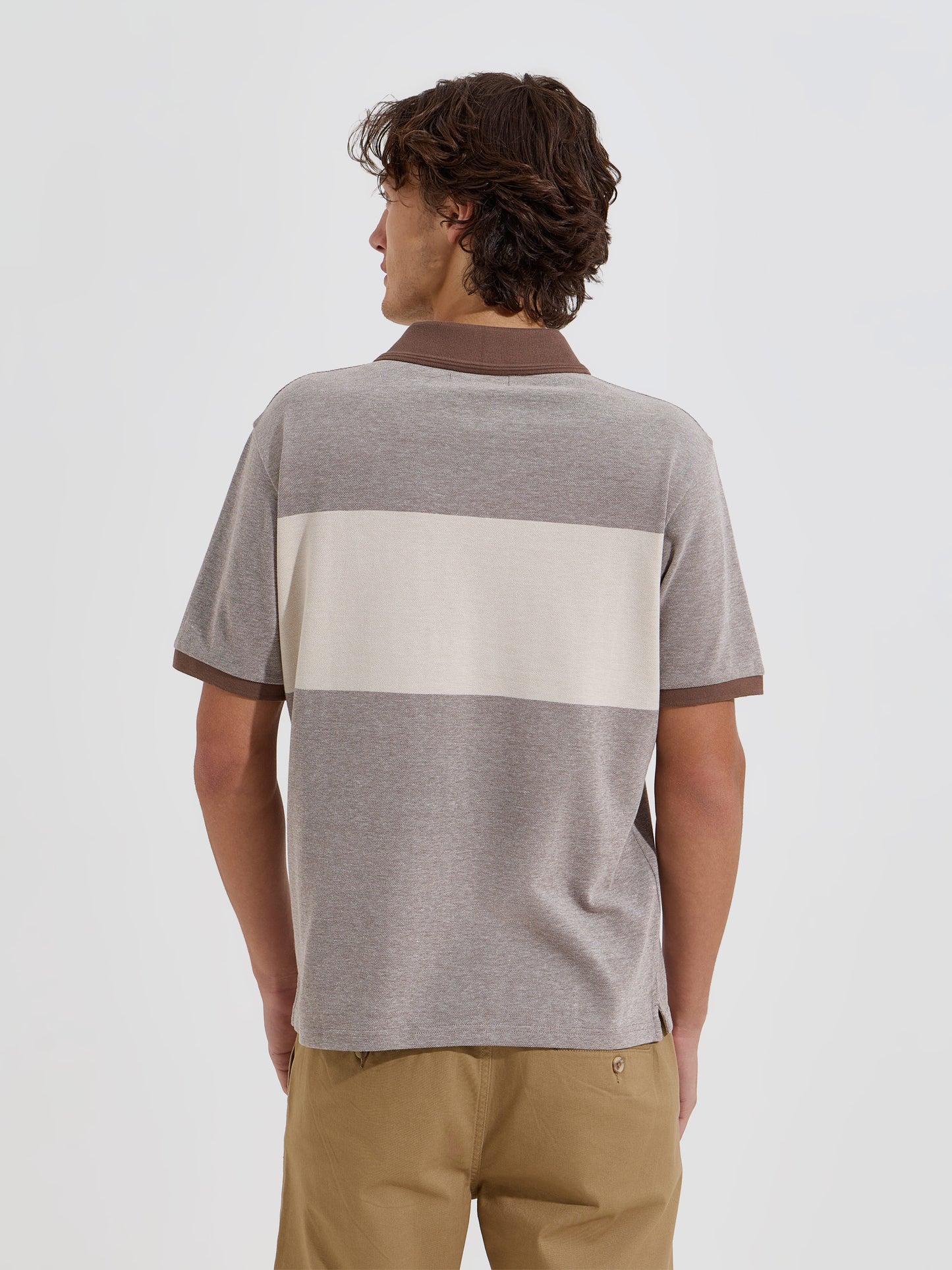 Polo em Malha Piquet 100% Algodão | Faixa em Contraste — S a XXL