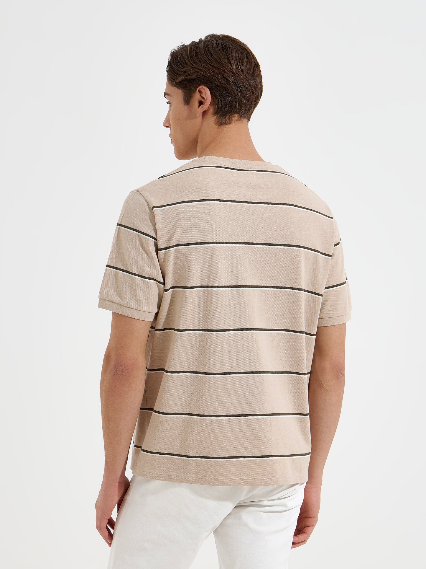 T-Shirt às Riscas em Algodão