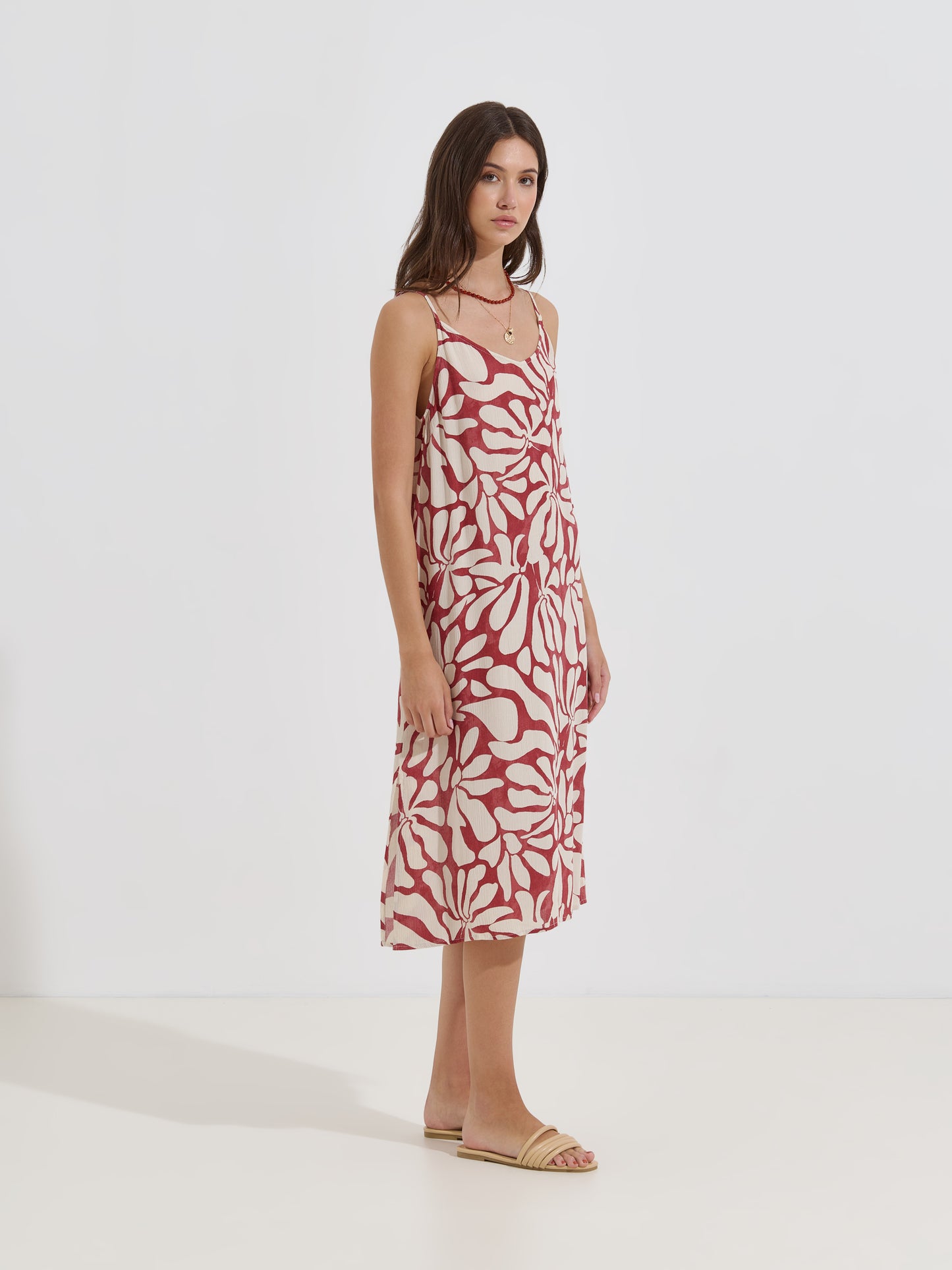 Vestido Midi Bicolor Padrão Fluido