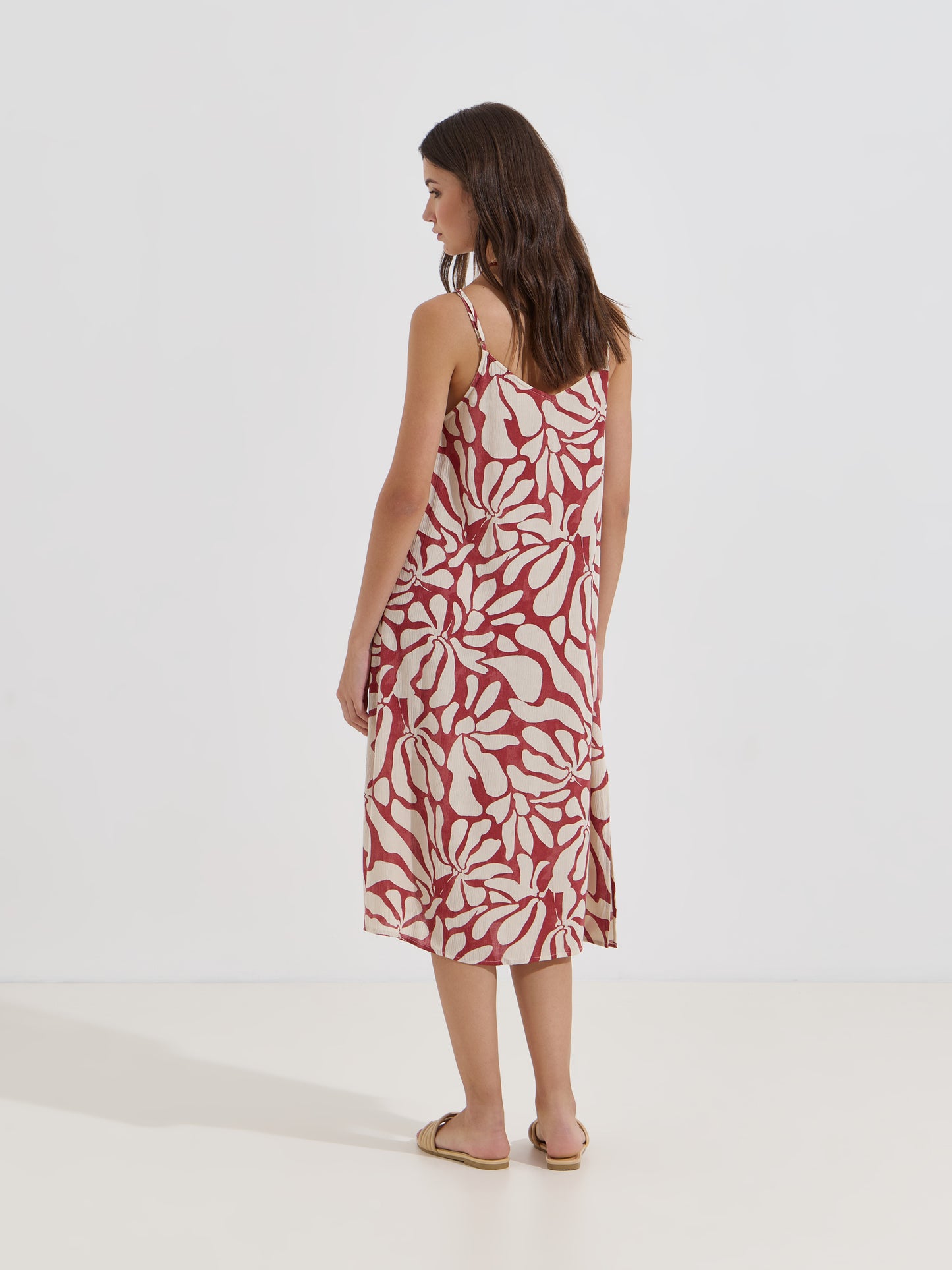Vestido Midi Bicolor Padrão Fluido