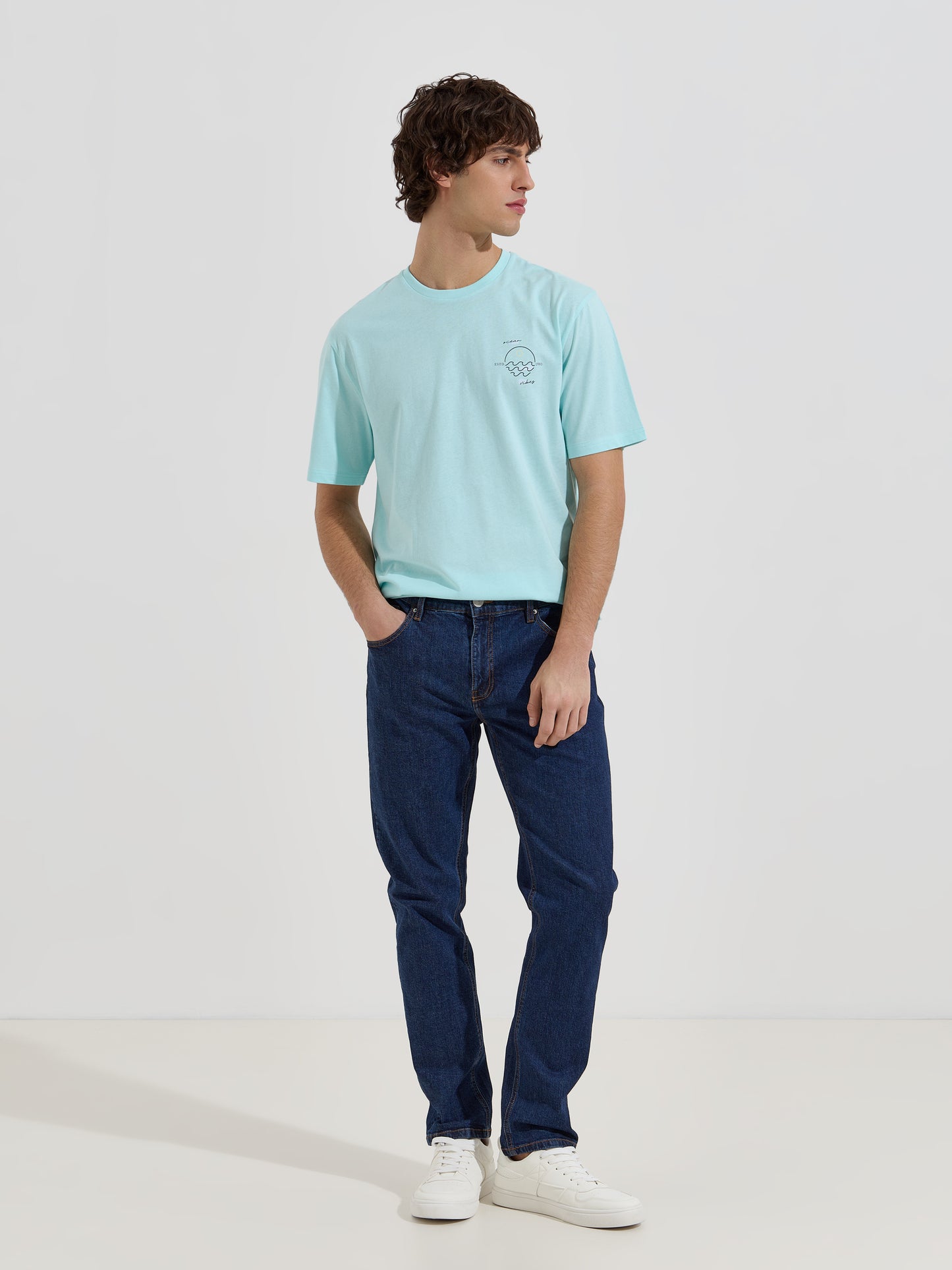 T-Shirt Estampada em Algodão com Decote Redondo