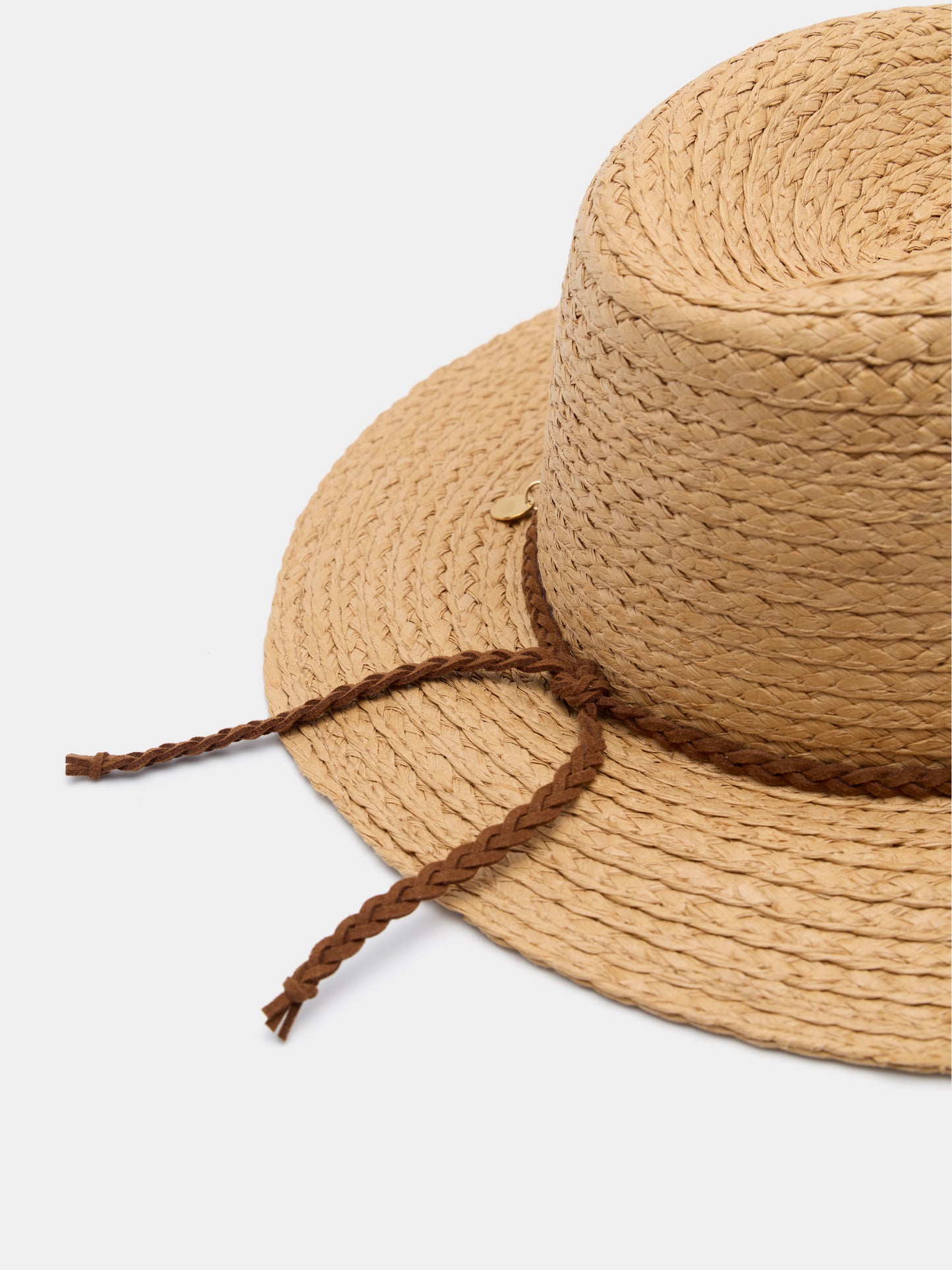 Chapéu de Palha Natural com Cordão Metálico