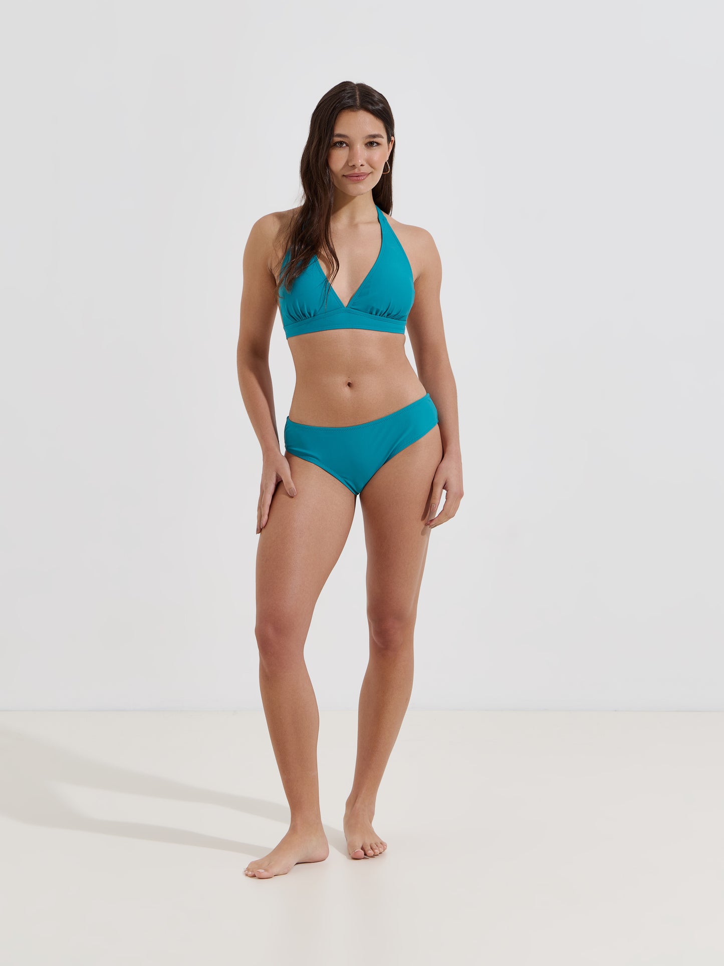 Biquíni Triangular com Franzido e Laço | Top + Cueca — S a XL