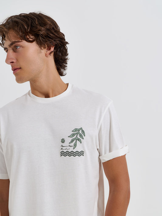 T-Shirt com Estampado no Peito em Algodão
