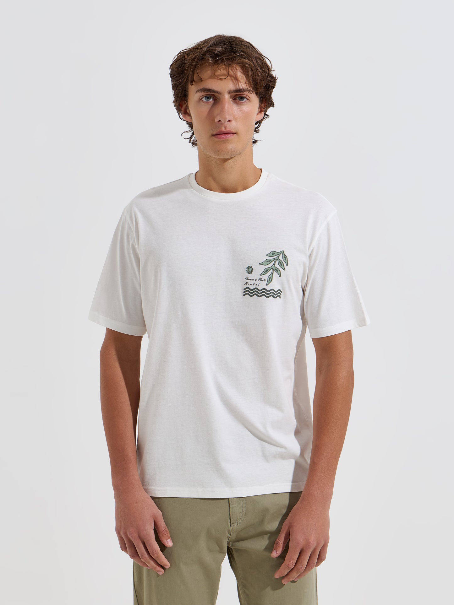 T-Shirt com Estampado no Peito em Algodão