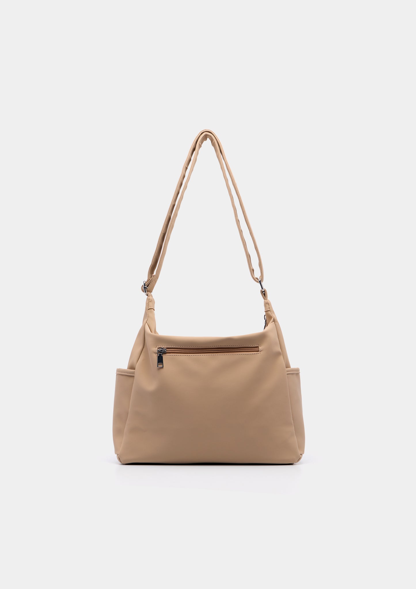 Mala de Ombro com Zip e Bolsos Exteriores