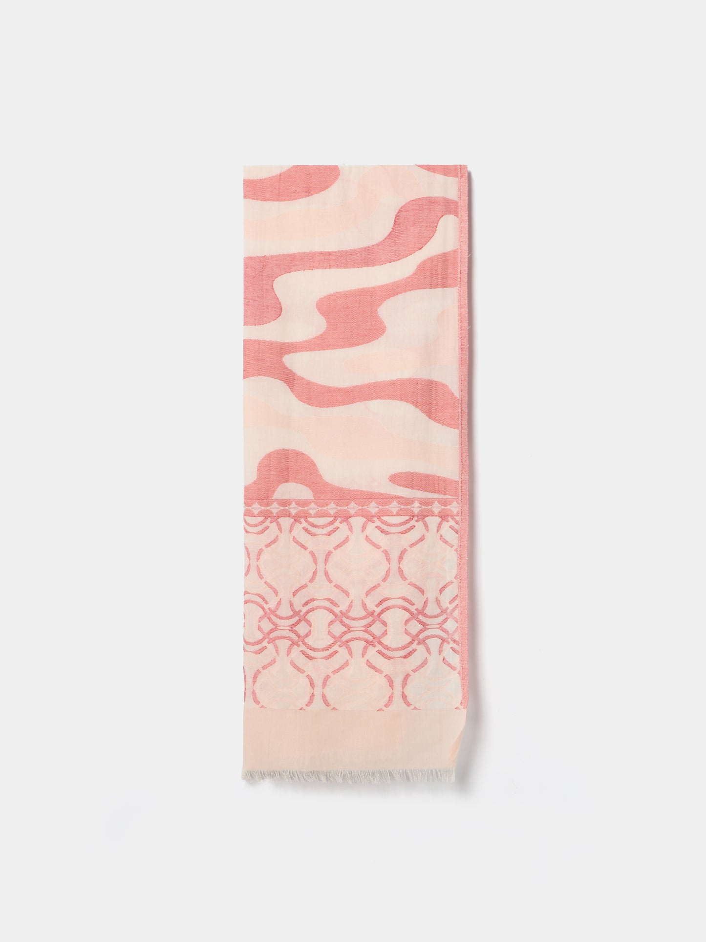 Lenço Estampado em Algodão Rosa e Bege