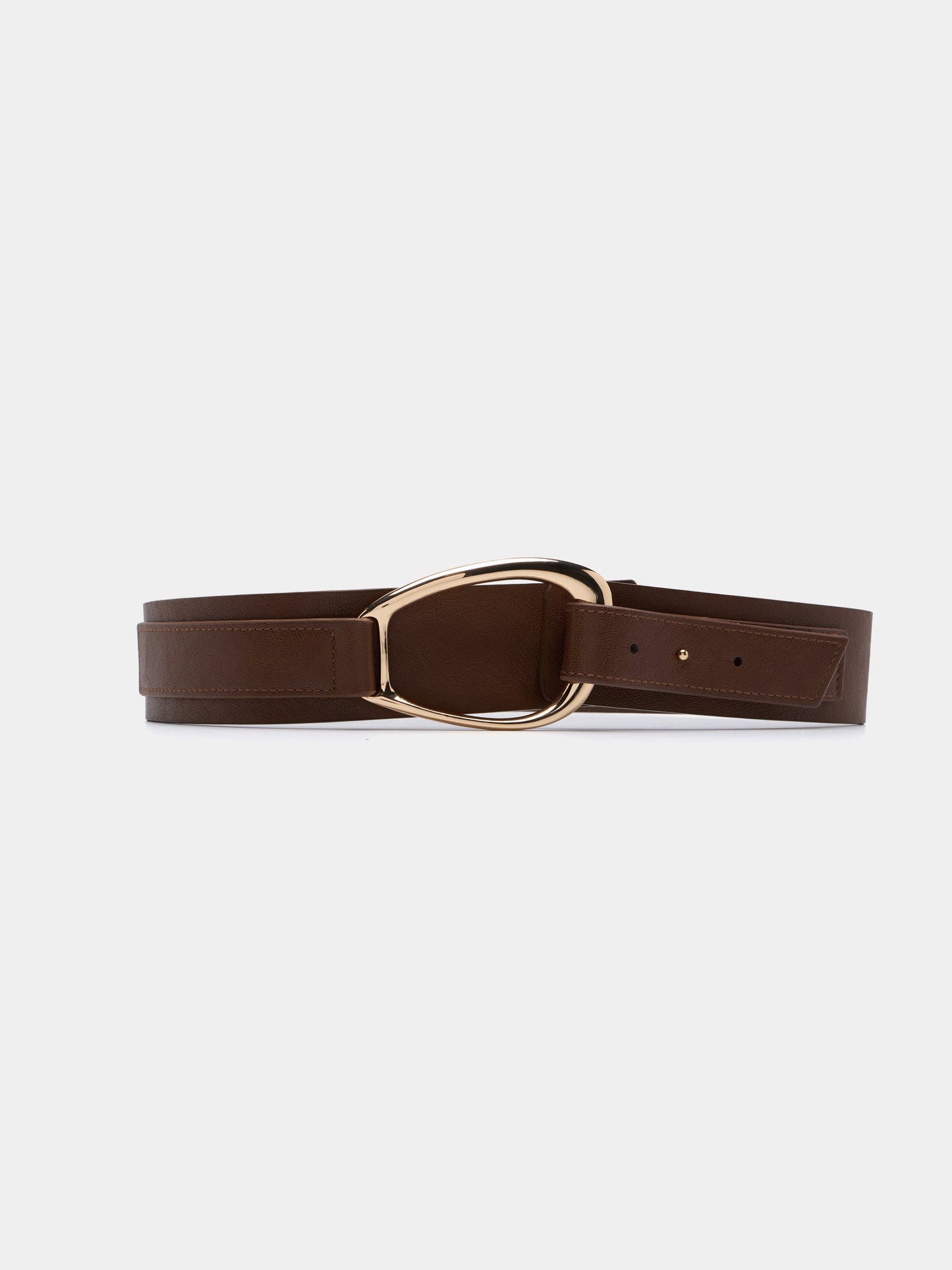 Cinto com Fivela Oval Dourada