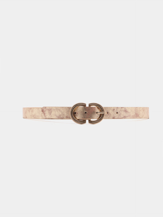 Cinto Dourado Metalizado com Fivela Dupla