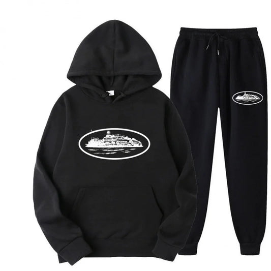 Conjunto Moletom Unissex com Capuz | Forro de Velo | Estampado | Casual | 15 Cores | S ao XXXL